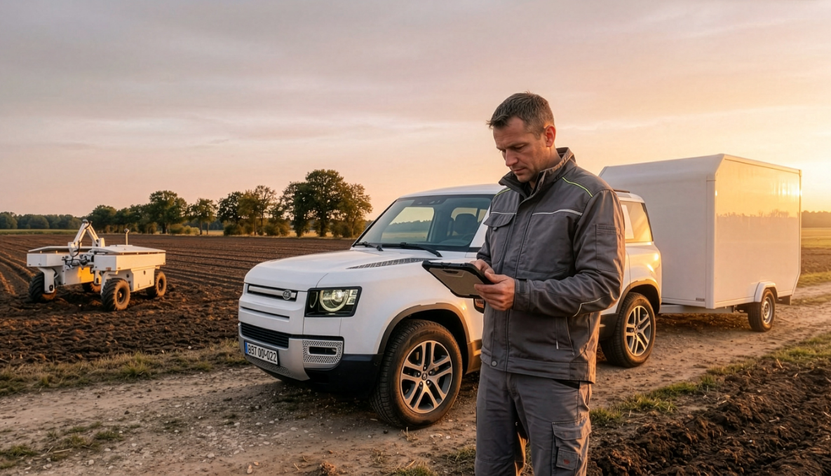 BCU, FarmBot und Operator auf dem Feld